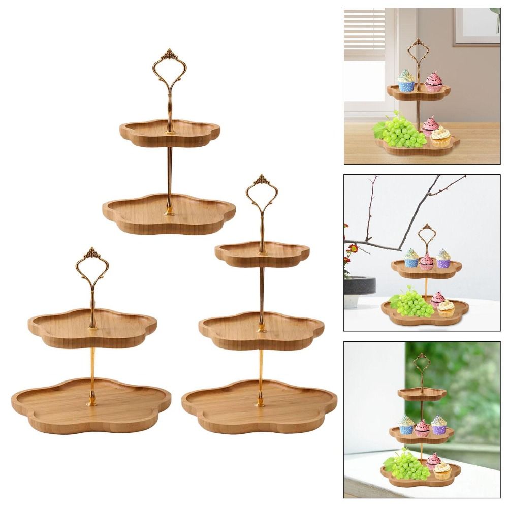 

Large Capacity Multi-layer Fruit Tray Easy to Clean Bamboo Display Stand Fruit Display Plate Home S