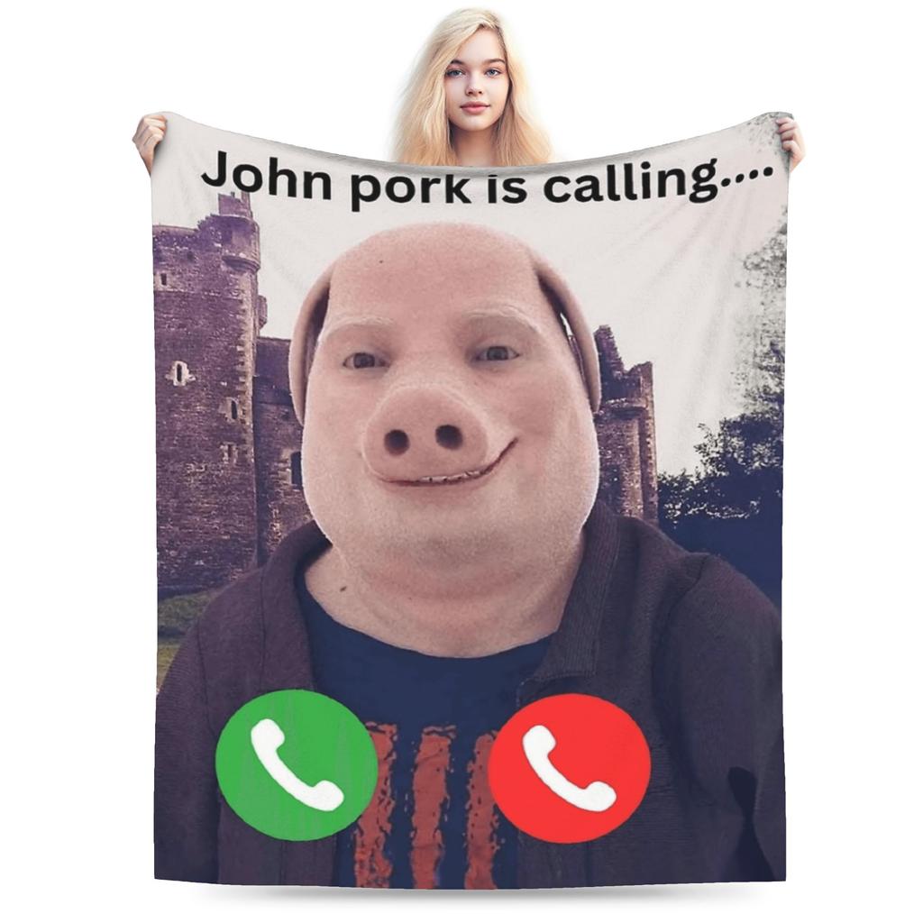 Soft Warm Blanket Kids Airplane Travel John Pork Is Calling Throw Blanket Flannel Bedspread For Couch Chair Novelty Sofa Bed