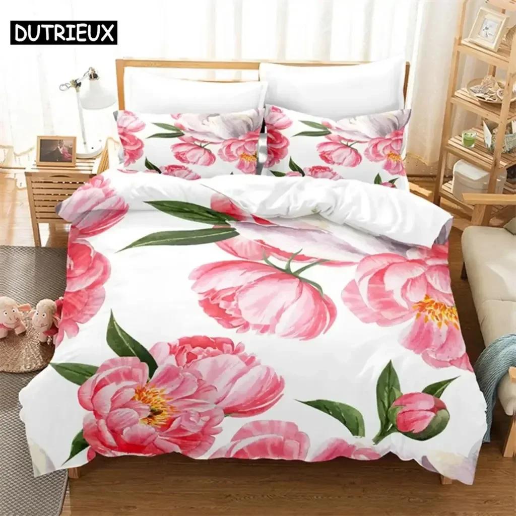Pink Rose Couple Bedding Set For Bedroom Soft Modern Bedspreads Comefortable Kids Duvet Cover Quilt Cover And Pillowcase