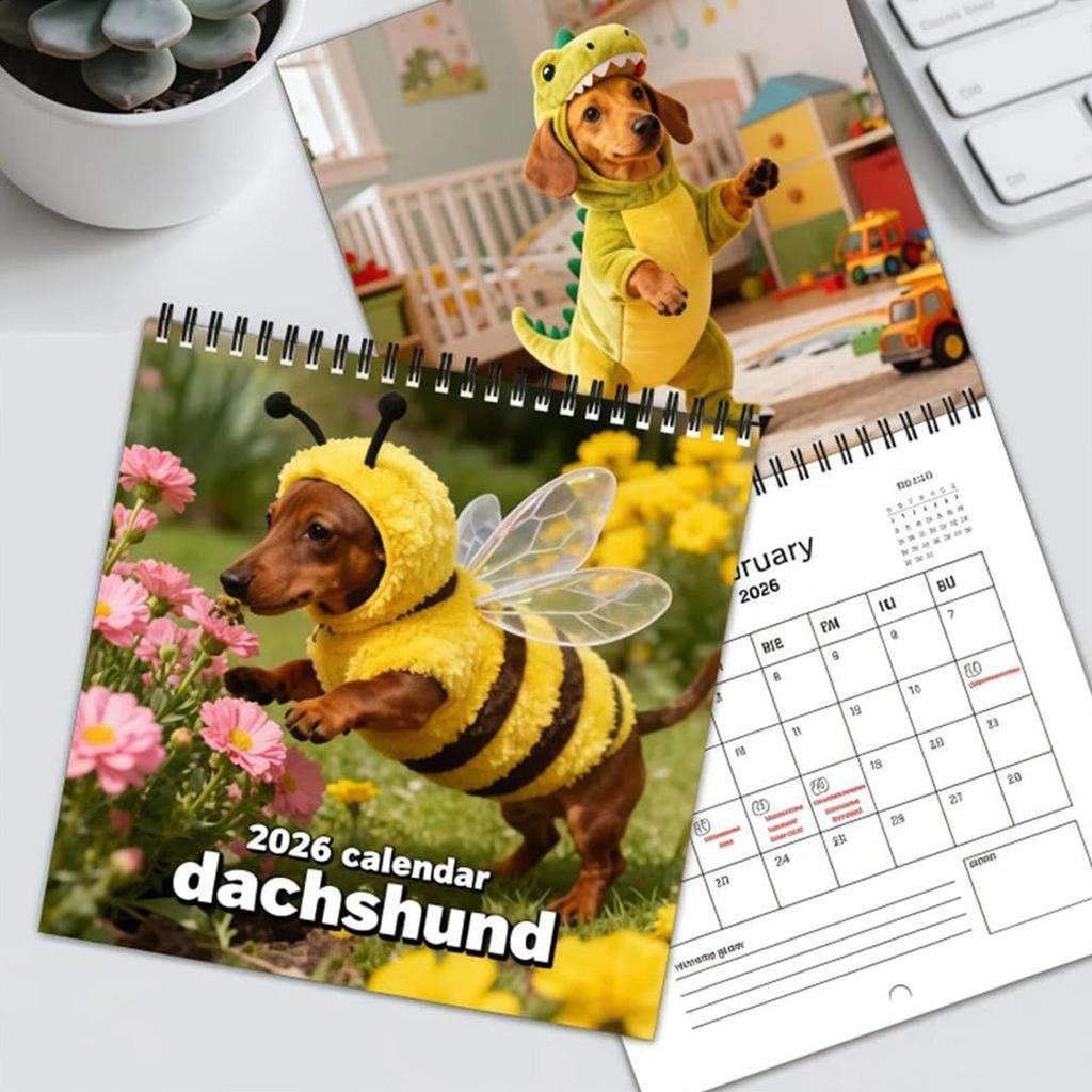 2026 Sausage Dog Calendar Planning and Organizing Planner Dog Monthly Wall Calendar for Appointment Holiday Bedroom Living Room