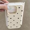 Cute Black Love Heart Lychee Texture Phone Case For iPhone 17 Air 16 e 15 14 13 12 11 Pro Max Plus SE Soft Cover