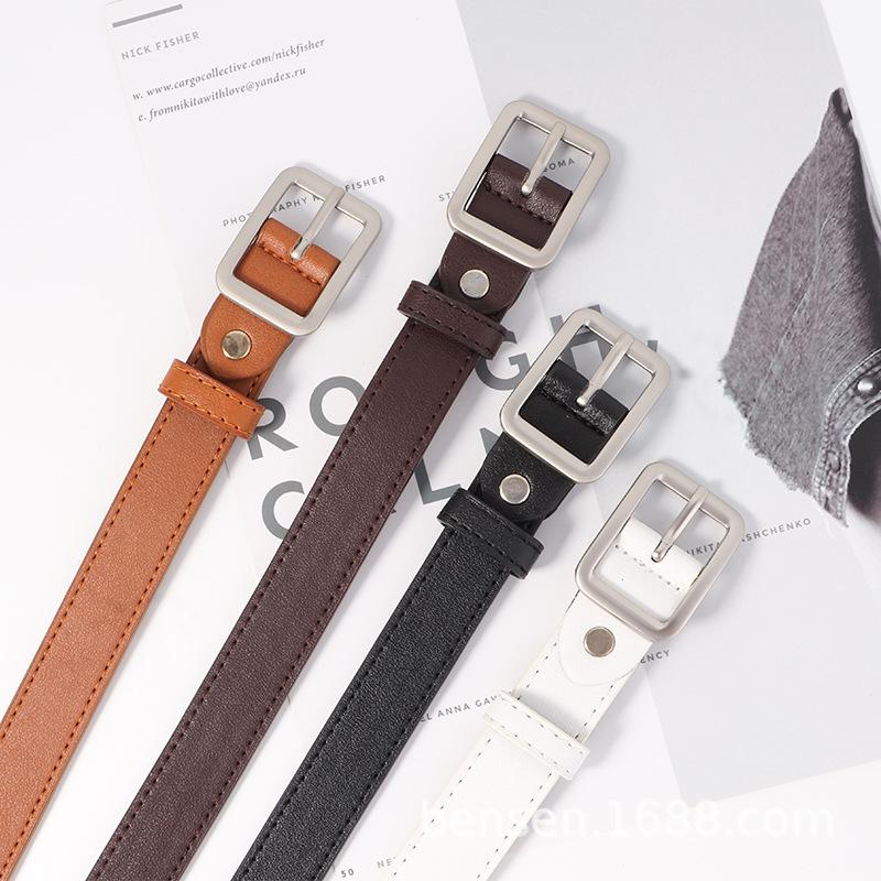 Women S Pu Leather Belt Matte Silver Buckle Wide Waistband Casual Fashion