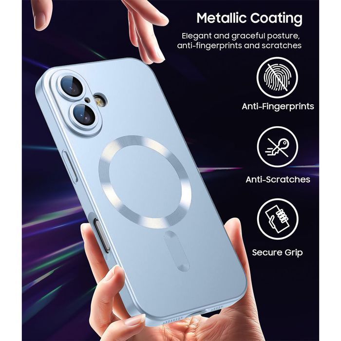 Coque de Téléphone - E.F.Connection - iPhone Air - Silicone Antidérapant Anneau Magnétique Bleu