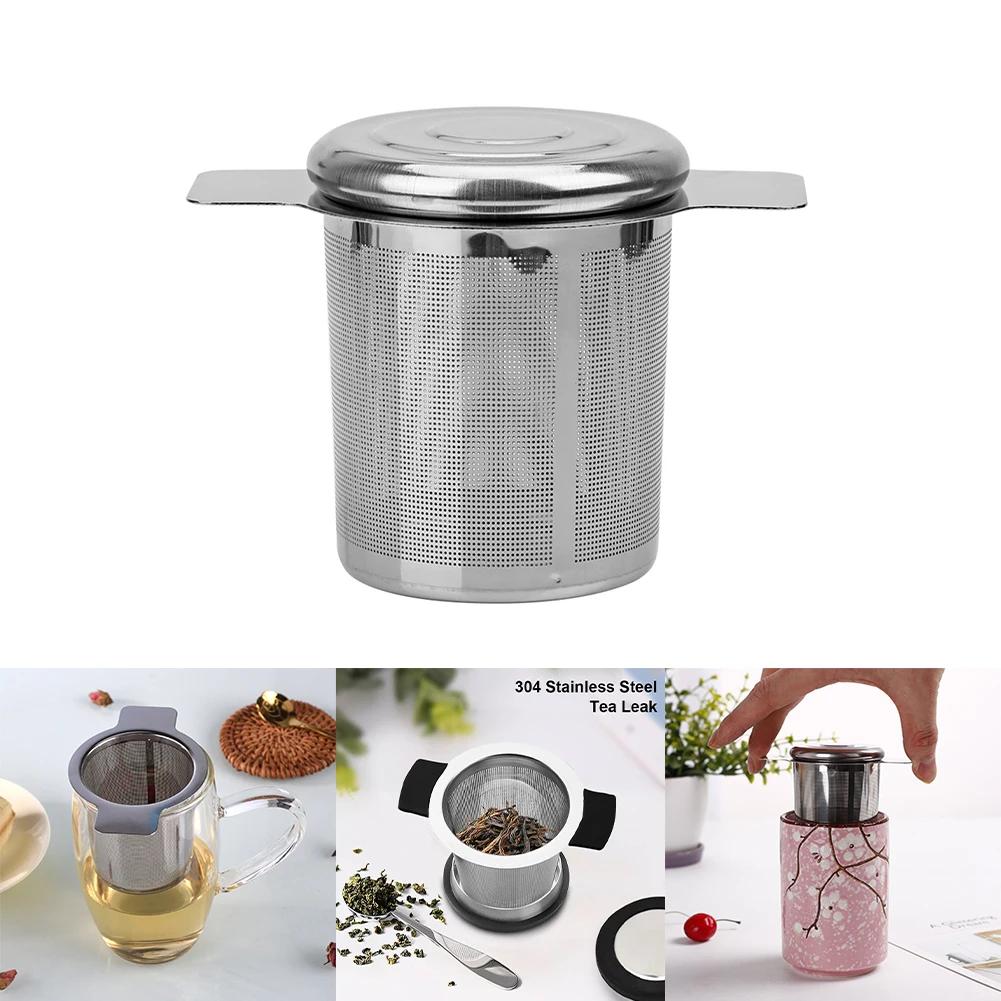 Stainless Steel Double Ear Tea Filter, Tea Filter, Tea Leakage, Spice Tea Filter, Herbal Filter with Cover, Tea Drainage