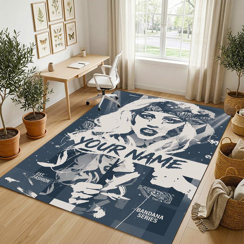 Personalized Crystal Velvet Carpet,Lady Gaga Custom Printed Name, Plush Area Rug For Home Indoor Decor