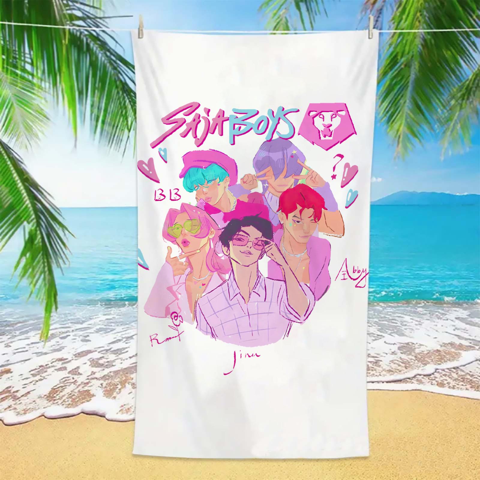 

K-POP Пляжні рушники D-Demon-Hunters Мікрофібра Антипісок Швидкосохнучий Банний рушник Найкращі подарунки на день народження для дівчат жінок Вечірка для плавання 150x220cm&1pc