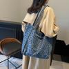 Women's bag exquisite retro style leopard print denim armpit bag new versatile embroidered thread women's shoulder handbag