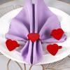 4Pcs Valentine'S Day Love Napkin Circle Dining Table Heart Shaped Tissue Buckle Wine Bouquet Ring Party Decoration Ornament