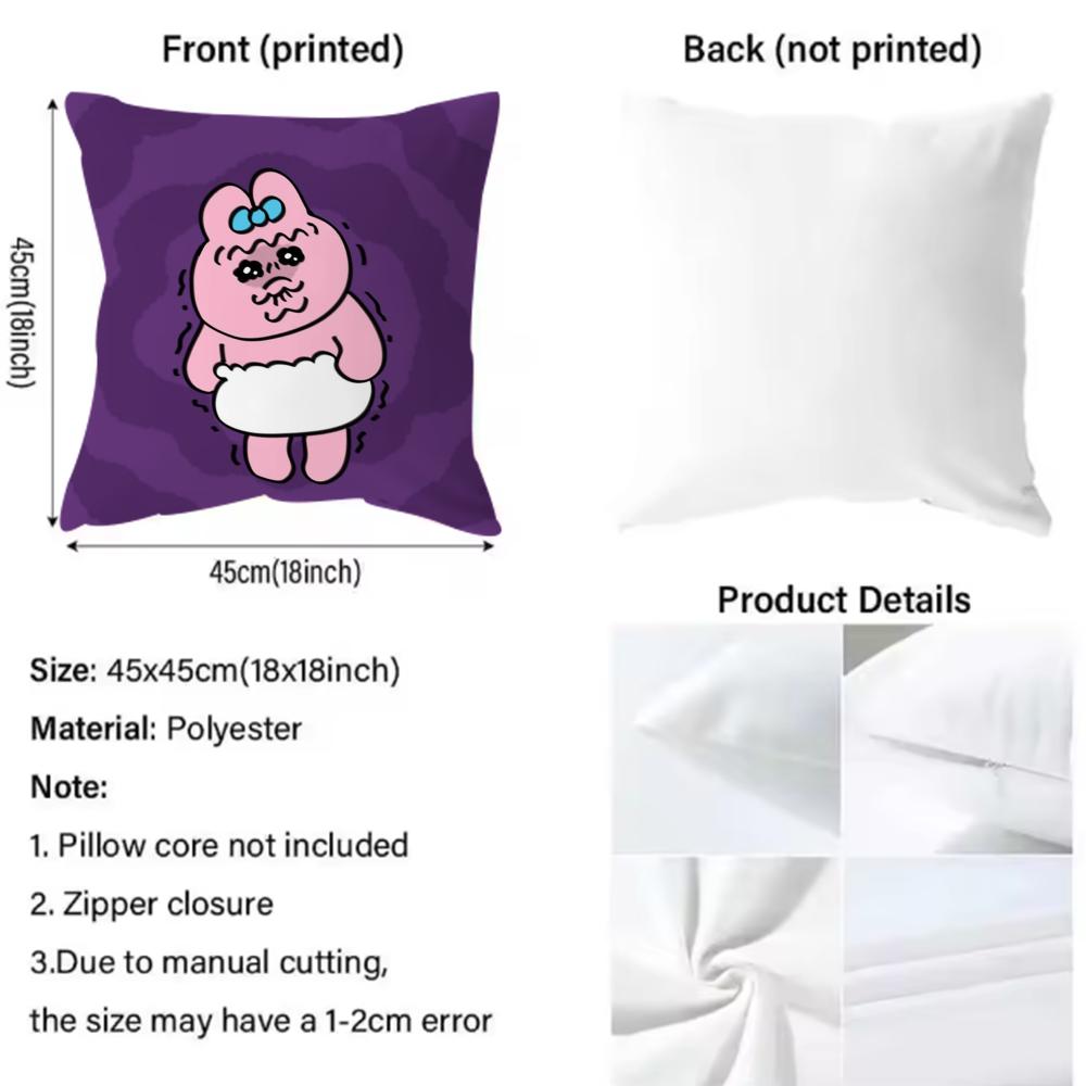 Kawaii O-Opanchu Usagi Kissenbezug Premium Komfort Wendbare Kissenhülle -Zwei in Einem Design für Jeden Raum & Autoinnenraum