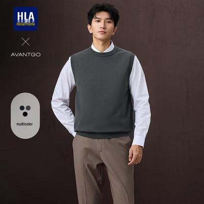 HLA Men's Business Casual Sleeveless Round Neck Knitted Vest
