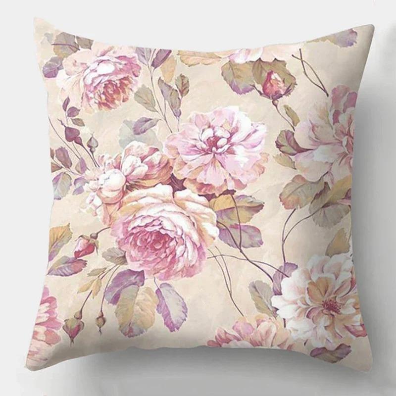 Elegant colorful bright floral decoration sofa cushion pillow case living room bedroom decoration cushion cover home decoration