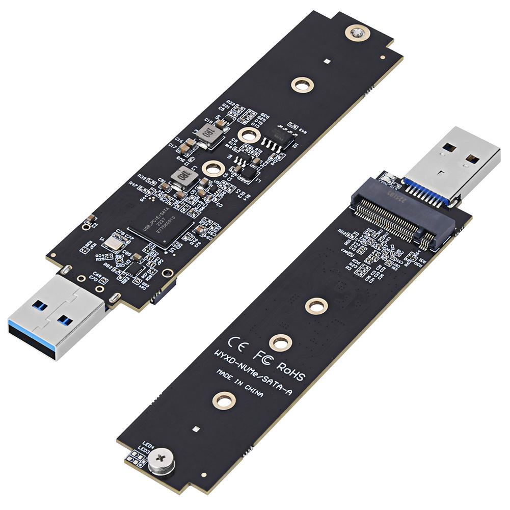 

Адаптер M.2 SSD SATA/NVMe до USB 3.1 B+M Key/M Key M2 до USB3.1 Плата-райзер для SSD Адаптер-бокс для жорсткого диска для 2230/2242/2260/2280 SSD
