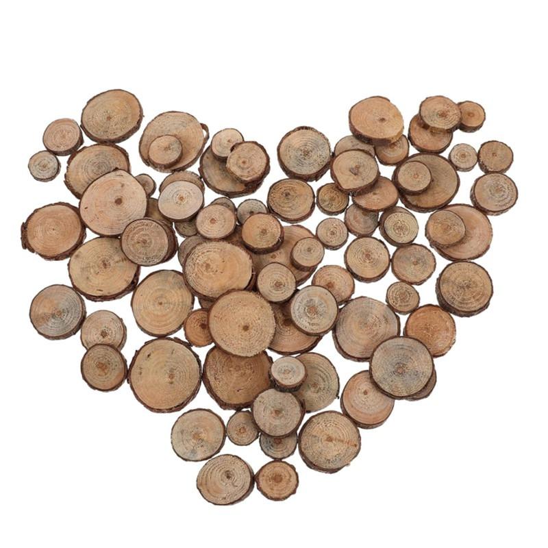 Unfinished Wood Slices Discs Cutouts with Tree Bark for Art Paint DIY Craft Coaster Christmas Hanging Ornament Wedding Decor