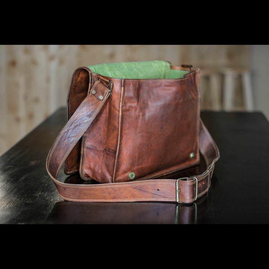 Ny Handgjord Vintage Läder Messenger Axelväska Resväska För Herr och Dam