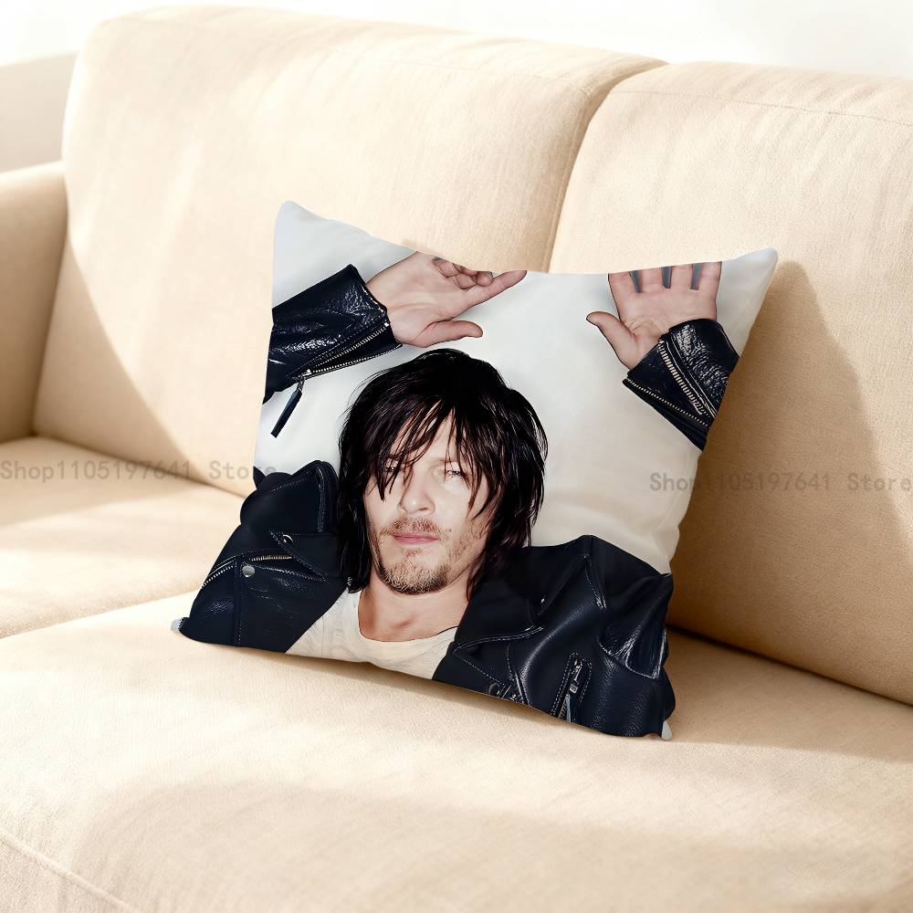 Norman Reedus W-Walking D-Dead American Celebrity Merchandise All-Match Printed Pillow Case Sofa Car Room Decoration Protector