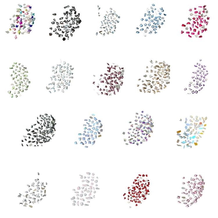 100Pcs Mixed Glass Crystal Hybrid Diamond Rhinestones Nail Art Decorations