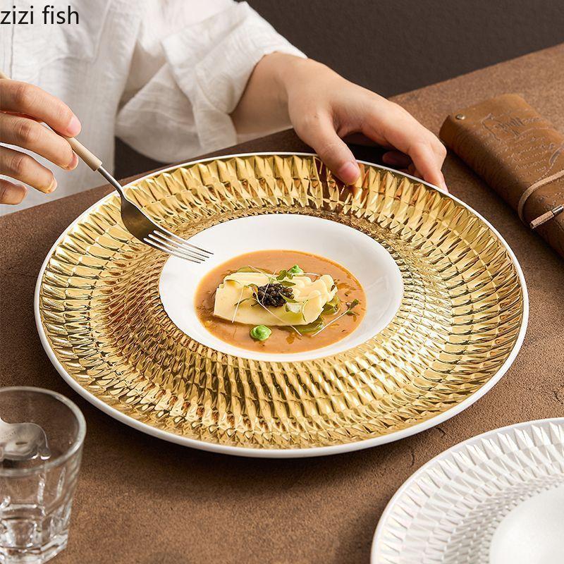 Circular Ceramic Volcanic Disk Dining Plate Sashimi Plates Pasta Dish Dessert Bowl Fruit Dish Salad Bowl Soup Plate Sushi Plates