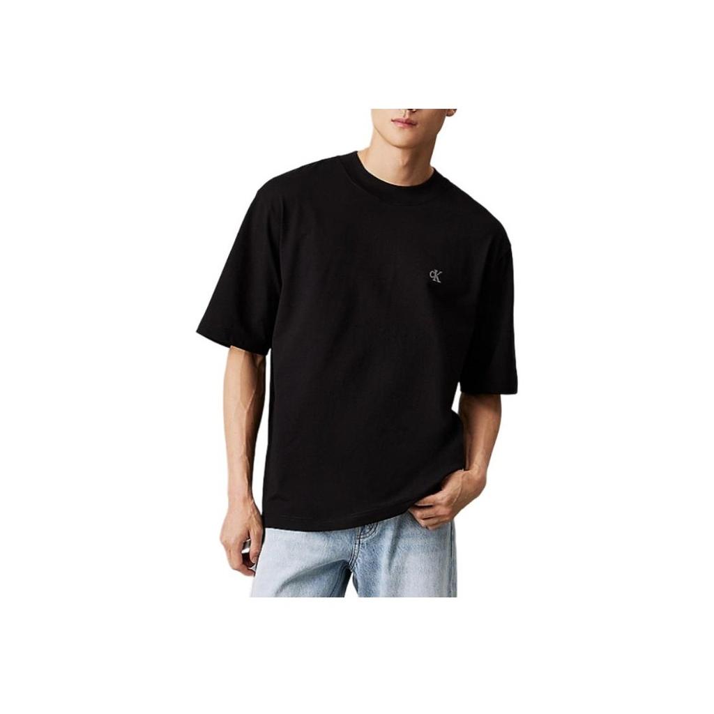 Calvin Klein Round Neck Loose Fit Embroidered Short Sleeve T-Shirt Men Tops Black J30J326458-BEH