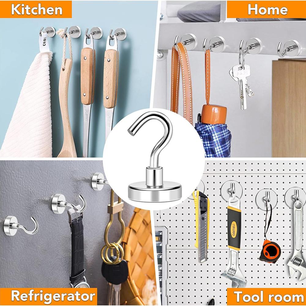 20/1 Stück Metall Magnetische Haken Wandmontiert Schwerlast Starker Magnet Haken Schlüssel Mantel Aufhänger Zuhause Küche Badezimmer Organizer