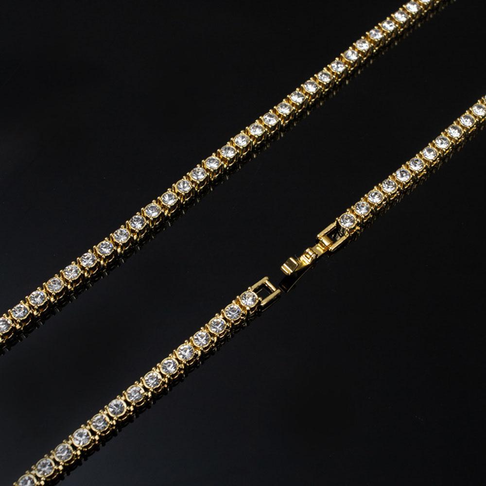New 4MM Iced Out Tennis Bracelet Necklace Men Tennis Chain Fashion Hip-Hop Jewelry Women 8/16/18/20/24/30inch Choker Chain Gift