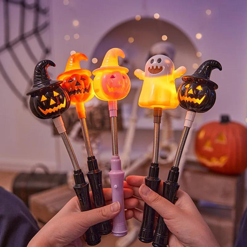 Halloween Glow Stick LED Flashing Light Pumpkin Skeleton Head Decor Party Supplies for Halloween Decoration Festival Gift