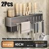 Xiaomi Multi-Functional Kitchen Wall-mounted Carbon Steel Knife Holder Chopstick Holder No-Drill Kitchenware Organizer Shelf
