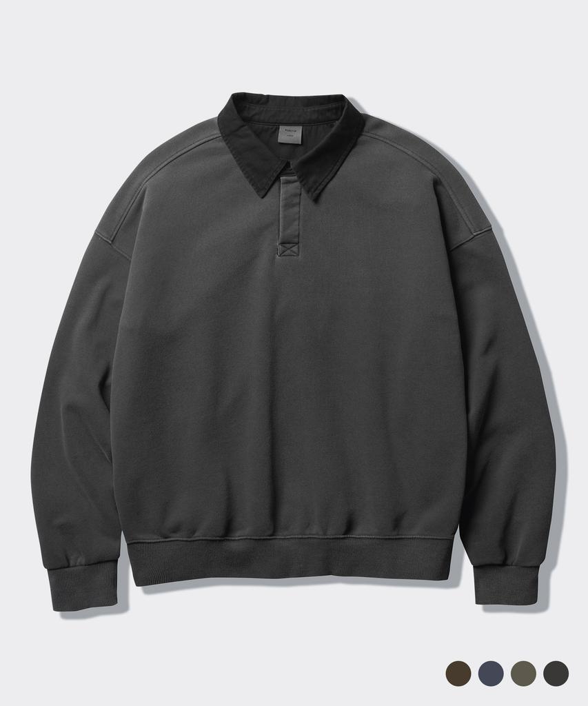 PERSTEP Lazy Field Pigment Collar Sweatshirt Dark Gray Ismt4743