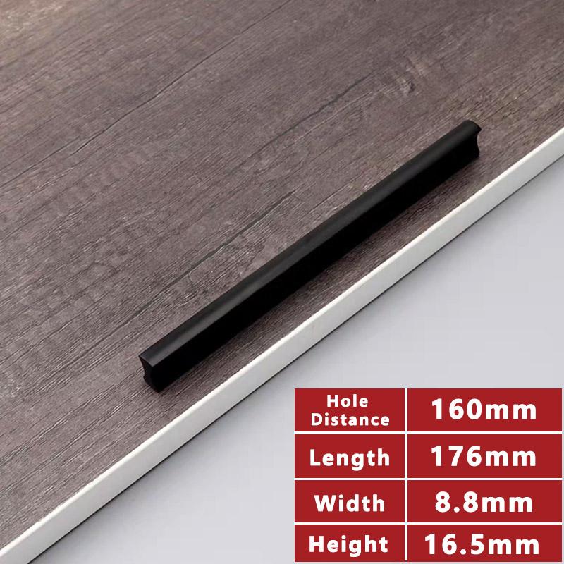 WV Kitchen Cabinet Handles and Pulls Black Silver Dressers Closet Furniture Door Handles Aluminum Drawer and Knobs Hardwares