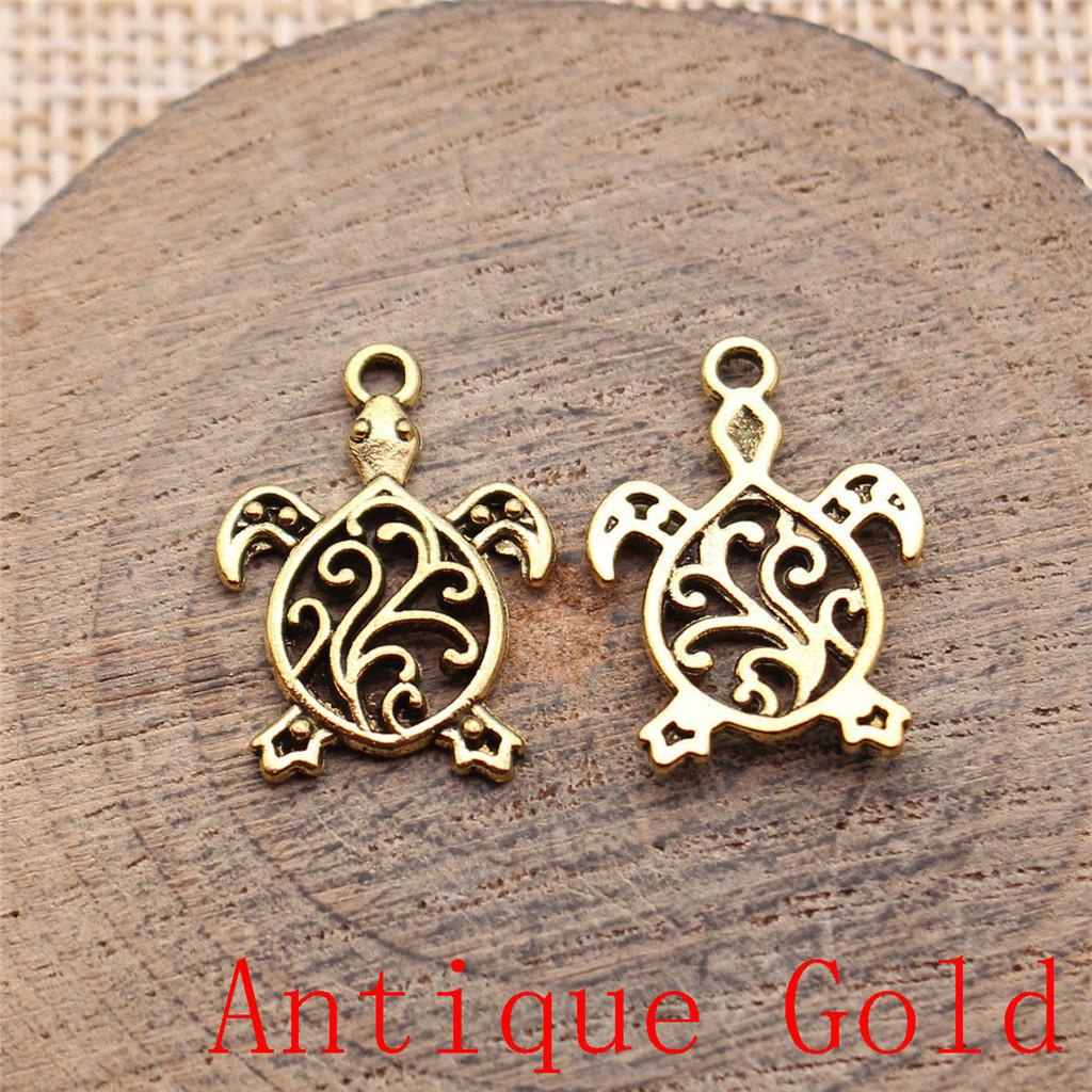 Turtle Shaped Charms Pendant For Bracelet Necklace Jewelry Making Craft Findings