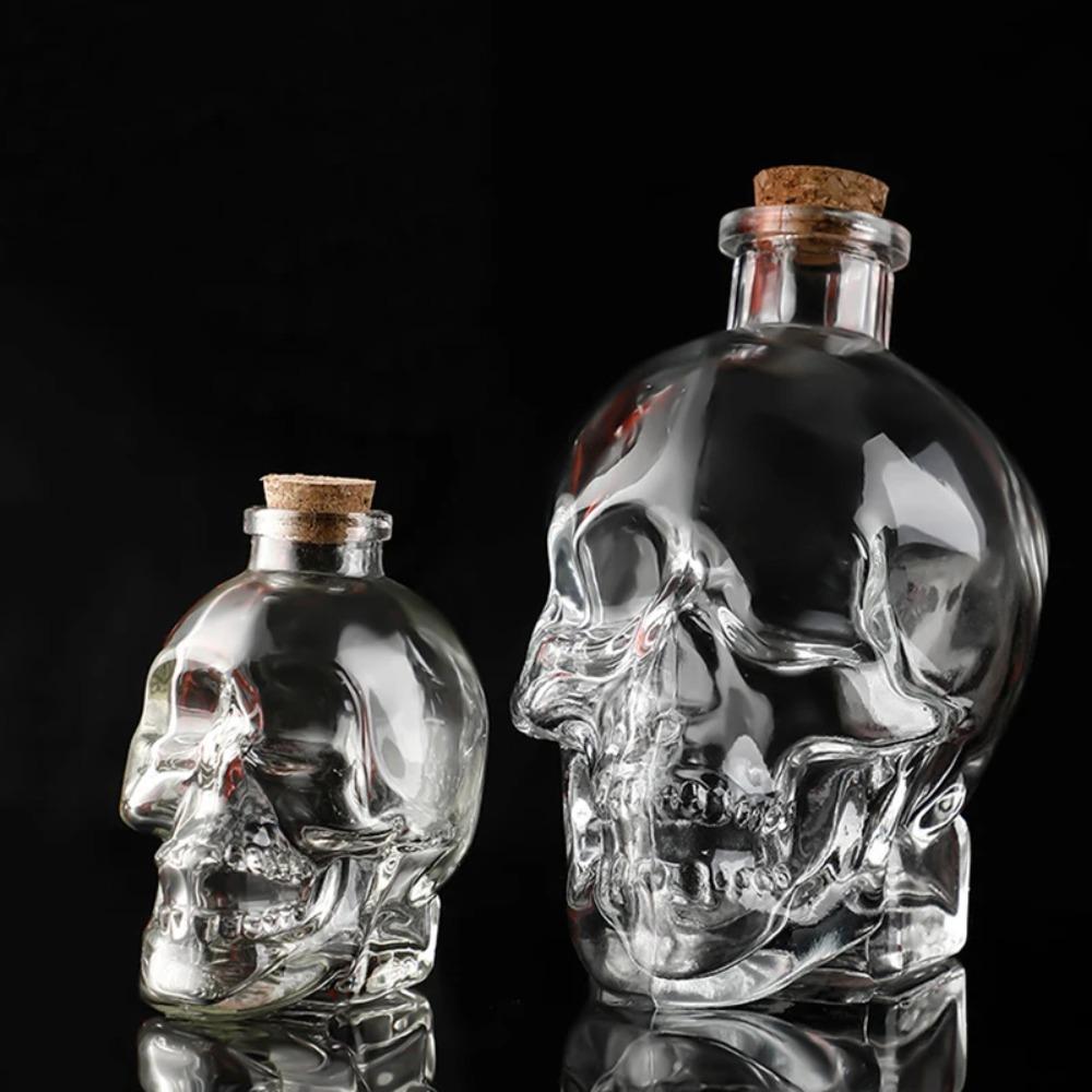100-750ML Skull Head Cup with Wooden Cork Water Bottle Skull Head Wine Bottle  Halloween Gift