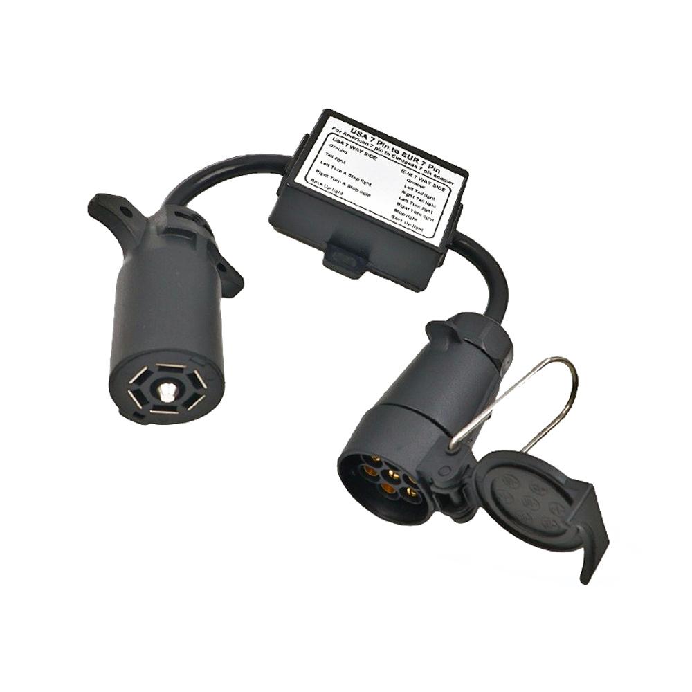 1Pc ABS Trailer Light Converter US 7 Way Blade Socket To EU 7-Pin Round Plug Separate Stop Tail Signal for Caravan Boat Bike