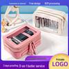 Waterproof Large-Capacity PU Makeup Bag - Portable Double-Layer Transparent Design