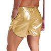Mens Metallic Booty Shorts Shiny Elastic Waist Slim Fit Hot Pants Side Pockets Nightclub Shorts