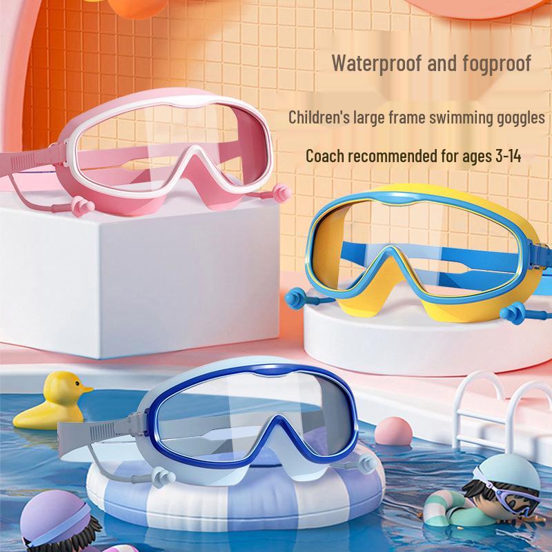 2025 Großrahmen Erwachsene & Kinder Anti-Beschlag Wasserdicht Schwimmbrille & Tauchkappen-Set