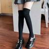Schoolgirl Inspired White Over Knee Stacked Long Socks Women Spring Thigh High with Boot Splicing Design Knee Protection