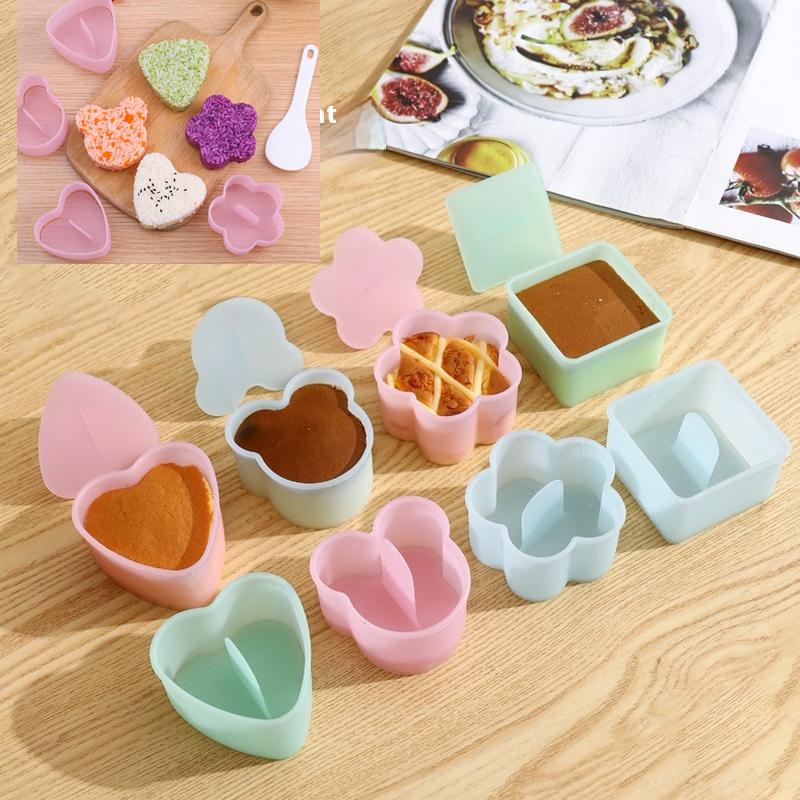Cartoon Triangular Sushi Kit - 1Set Maker Sushi Mold Onigiri Rice Ball Food Press Japanese DIY Tools for Kitchen Bento
