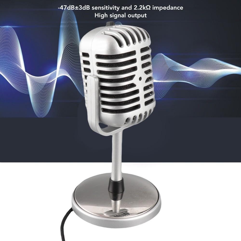 Classic Vintage Microphone Clear Sound Wired Microphone Retro Condenser Mic Karaoke