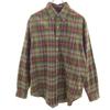 Check Pattern Long Sleeve Button Down Shirt L Brown Men's Used