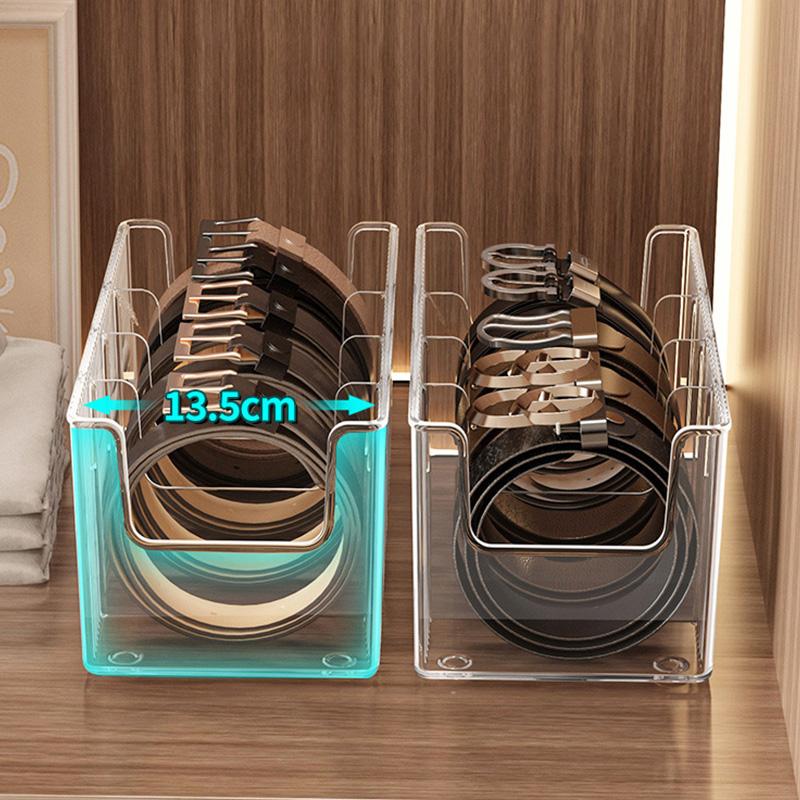 1/2pcs Belt Storage Box Household Wardrobe Belt Display Stand Plastic Transparent Silk Scarf Tie Storage Box Wardrobe Organizer