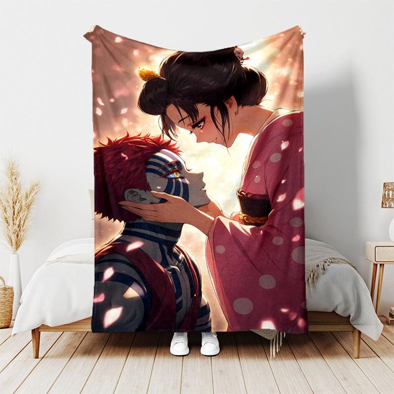 Demon Slayer Akaza printed throw blanket—lightweight,soft,warm;versatile blanket for all seasons—perfect as &air-conditioning throw,nap blanket