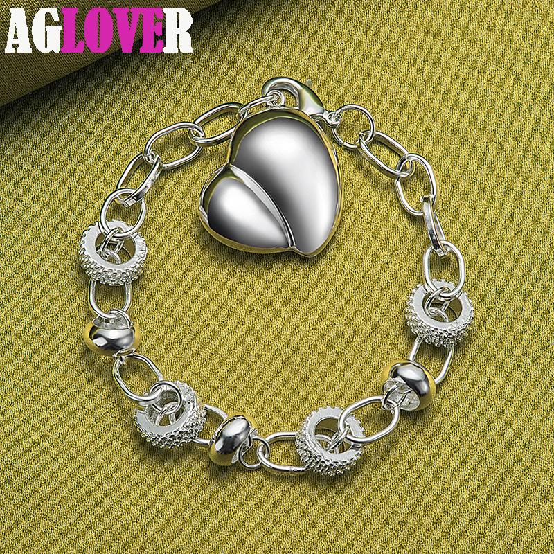 925 Sterling Silver Heart Love Chain Bracelet Jewelry