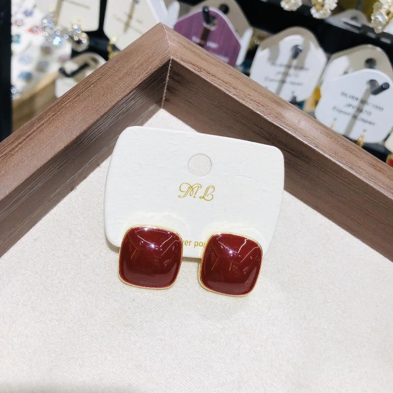 Fashion Square Geometric Candy Colored Oil Drop Earrings for Women Unique Design Elegant Personality Ear Jewelry