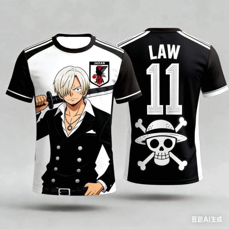 Japan One Piece Luffy Football Jersey Men T-shirt Football Special Jersey Adult Men's Quick-Drying T-shirt