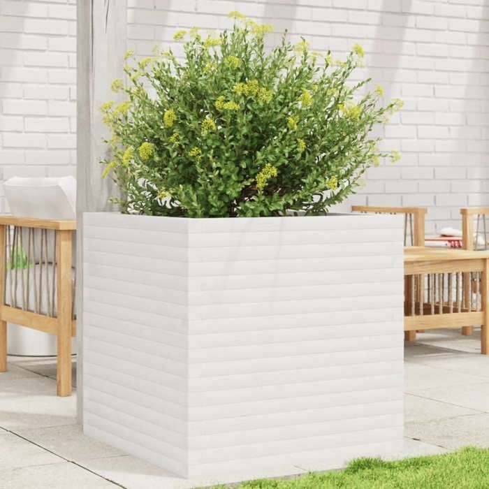 VidaXL Planter White 70x70x68.5 Cm Solid Pine Wood, Outdoor Planter, Flower Box, Tomato Planter, Planter of 3282475
