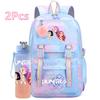2Pcs/set Cute K-Pop Demon Hunters Printed Backpack with 750Ml Water Bottler for Teenager Student Girl Boy Large Capacity Waterproof Bookbag Travel Bag