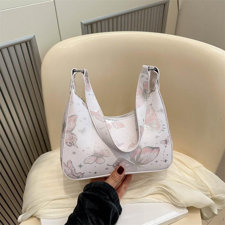 

Stylish And Fresh 2024 Womens Small Shoulder Bag With Butterfly Texture In Green Black Silver And Pink рожевий