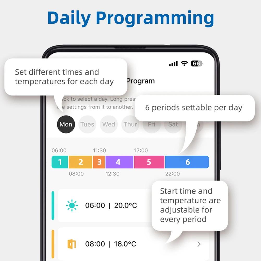 Accuracy ±1°C Smart Heating WiFi Thermostat Child Lock Function Frost Protection