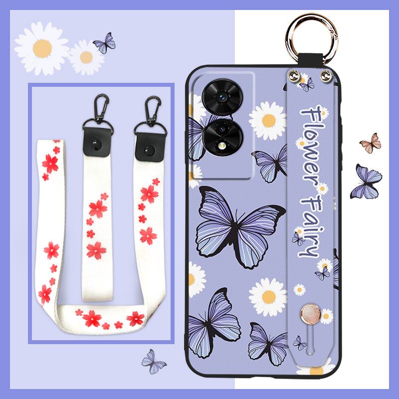 Fashion Design Oil Painting Phone Case For TCL 505/T509K/T5094 Wrist Strap Lanyard Anti-dust Silicone Waterproof Durable