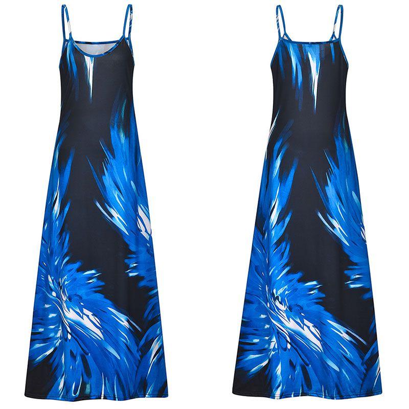 Elegant Women's Summer Strappy Floral Boho Kaftan Dress Perfect For Beach Days