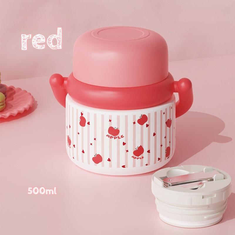 500ml Cartoon Lovely Insulation Large Capacity 316 Stainless Steel Lunch Box Bento with Spoons  Kids Lunch Box